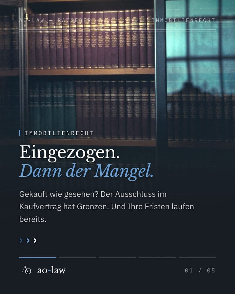 Instagram-Beitrag: Mängel nach dem Hauskauf: Ansprüche, Gewährleistungsausschluss, Fristen und Beweissicherung